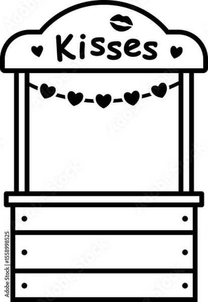 Fototapeta Simple shape kissing booth thick line icon design.       
Couple kissing booth outline vector isolated.
For celebrating Valentine's Day, wedding or birthday.
Transparent background. svg.