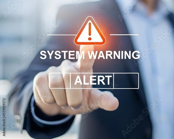 Fototapeta Urgent System Warning Alert Responding to Critical IT Issues