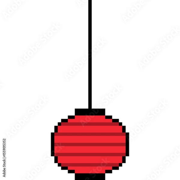 Obraz Pixel art traditional Chinese red lantern. Hanging lantern Chinese style in 8-bit