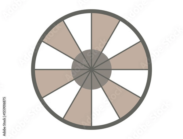 Fototapeta Round lucky wheel with 12 segmentation. Jackpot concept, lottery, spin round drum, roulette, gamble, pie chart banner, Template, diagram. Flat Vector illustration.