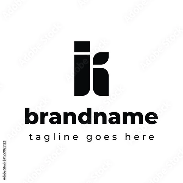 Fototapeta Letters IK Monogram Logo, suitable for any business with KI or IK initials