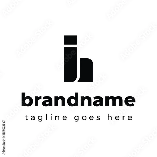 Fototapeta Letters IH Monogram Logo, suitable for any business with HI or IH initials