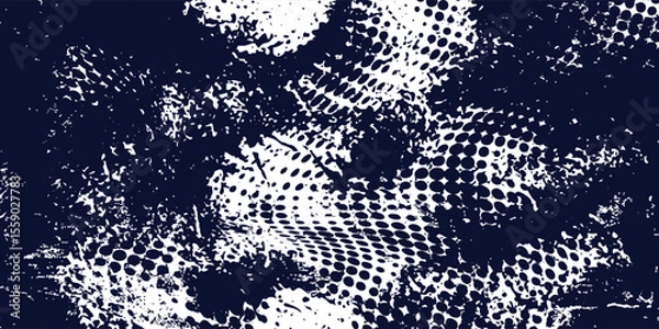Obraz Dots halftone white \u0026 blue color pattern gradient grunge texture background. Dots pop art comics sport style vector  modern