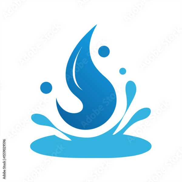 Fototapeta Upward water splash with drop motion effect vector on transparent background for web and graphic design