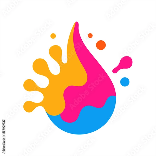 Fototapeta Vibrant color drop splash with fluid motion vector on transparent background for web and graphic design