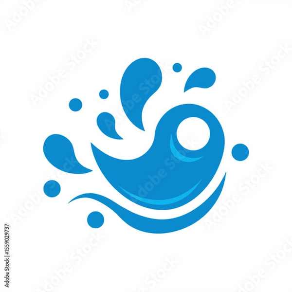 Fototapeta Vector of splashing water with ripple circles on transparent background for web and graphic design