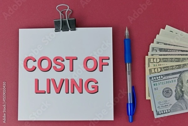 Fototapeta Cost Of Living written text on notebook. Inflation concept