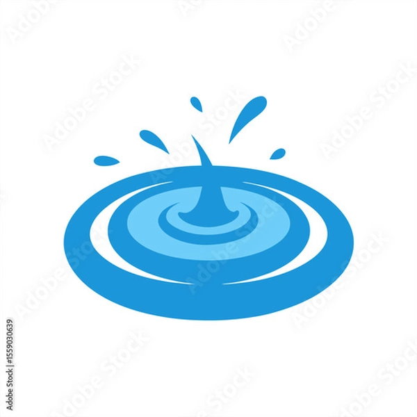 Fototapeta Water surface impact with ripple and splash vector on transparent background for web and graphic design