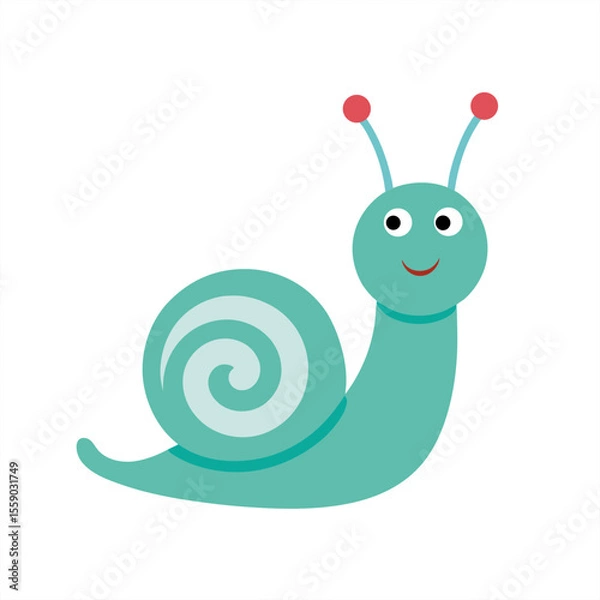 Fototapeta Whimsical snail illustration with calm theme on transparent background for web and graphic design