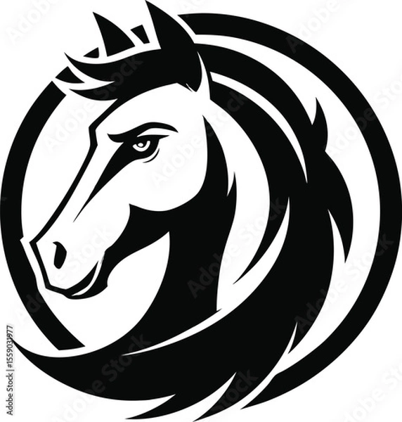 Obraz A collection of dynamically stylized horse head illustrations, showcasing the animal's power and grace with a focus on its expressive features.