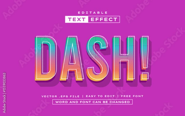 Fototapeta Dash 3D editable text effect style