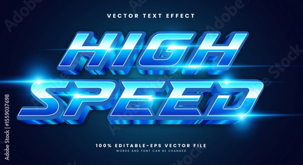 Fototapeta High Speed neon style 3d editable text effect Template Suitable for glowing light theme