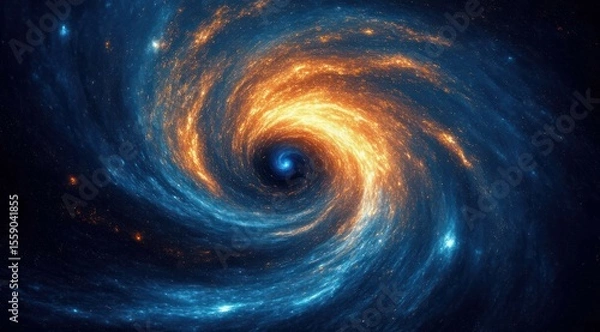 Fototapeta Dramatic cosmic spiral nebula with stars and cosmic dust clouds