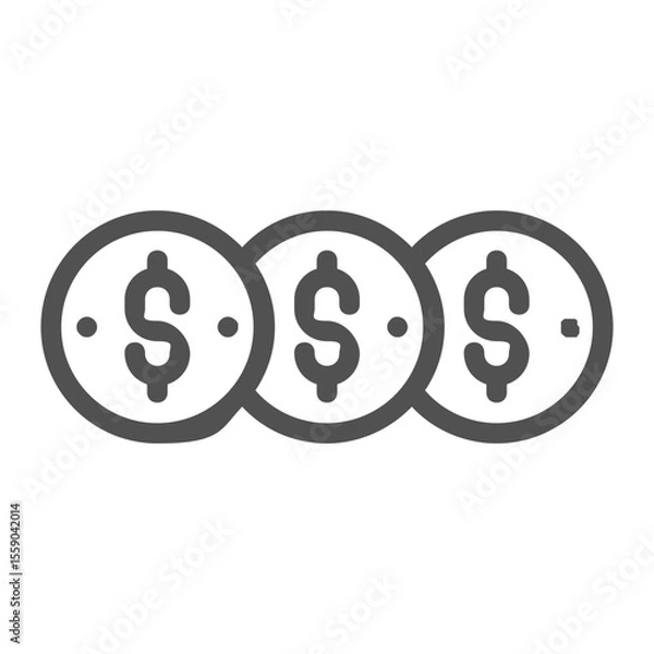 Fototapeta Money and Coins Icons in Minimalistic Grey Line Style