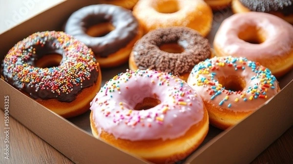 Fototapeta Assorted donuts in box