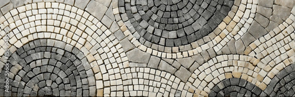 Fototapeta Elegant gray and beige mosaic design featuring circular wave patterns for stunning interior aesthetics