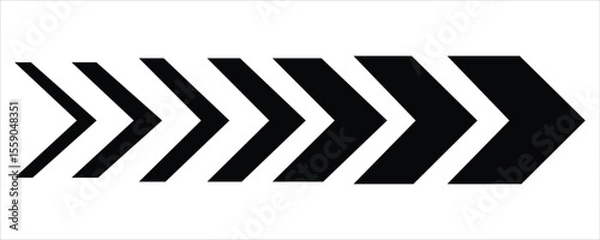 Obraz Chevron Arrow Icons Vector – Black Right-Pointing Symbols for Direction, Navigation, and Forward Movement