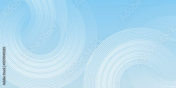 Fototapeta Abstract minimalist banner background, pastel colorful, blue and white gradations. Circle effect style geometric simple art