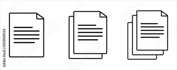Obraz Document File Icons Vector – Single and Overlapping Page Illustrations for Office, App, and Web Interface Design
