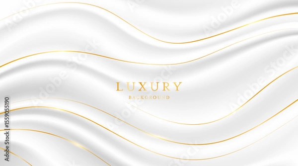 Fototapeta White background with elegant golden lines, use for template or cover. Elegant premium white background. vector illustration	