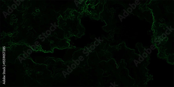 Fototapeta  Abstract dark background with glowing green plasma-like tendrils, with swirling energy or electrical currents foggy, mysterious atmosphere. Futuristic, sci-fi aesthetic digital artwork, tech visuals