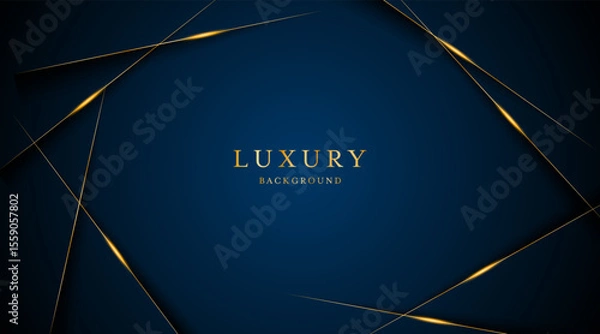 Fototapeta Blue background with elegant golden lines, use for template or cover. Elegant premium blue background. vector illustration	