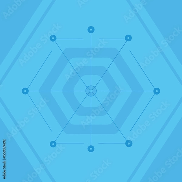 Fototapeta Minimalist hexagon network design showing data connection and scientific structure
