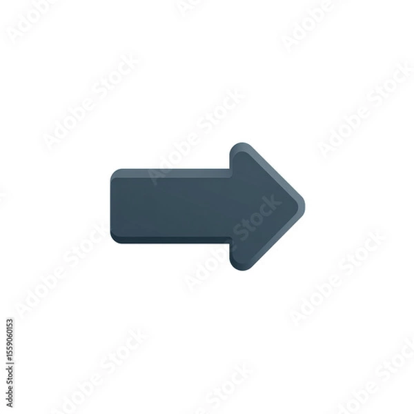 Fototapeta 3D blue right arrow icon on a transparent background, perfect for web design and apps.