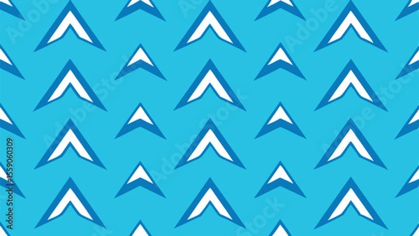 Fototapeta Repeating geometric pattern of white and blue arrows suitable for decorative backgrounds