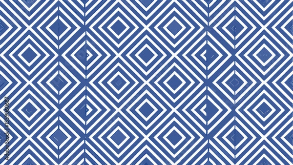 Fototapeta Seamless geometric diamond pattern with blue and white colors suitable for designs