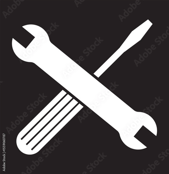 Obraz Two wrench and screwdriver crossed icon design for tools and repair. Representing tools and, service tools icon.