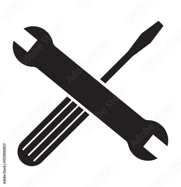 Obraz Two wrench and screwdriver crossed icon design for tools and repair. Representing tools and, service tools icon.