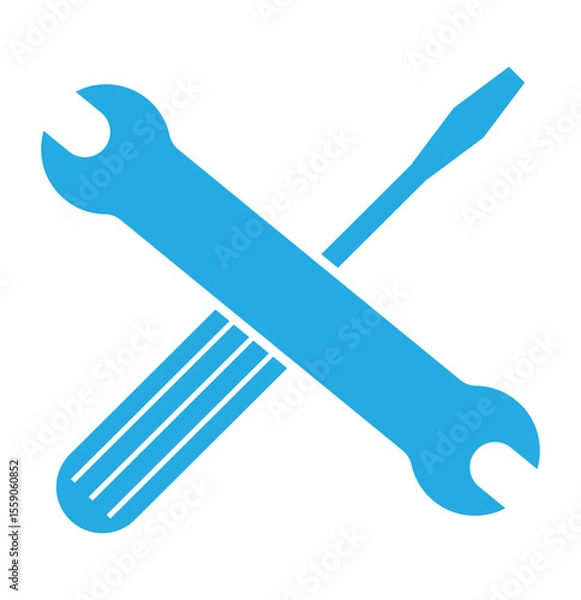 Obraz Two wrench and screwdriver crossed icon design for tools and repair. Representing tools and, service tools icon.