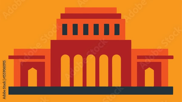 Fototapeta Stylized building illustration modern architecture design concept transparent vector artwork