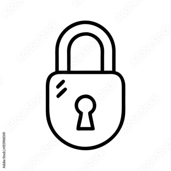 Fototapeta Padlock icon in black line style on white background