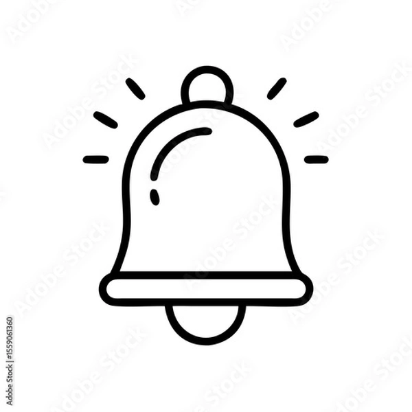 Fototapeta Notification bell icon in black line style on white background