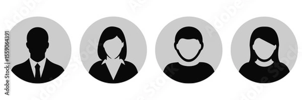 Fototapeta Professional Male and Female Avatar Icon Set – Business Profile Faces for App, Web and UI Design