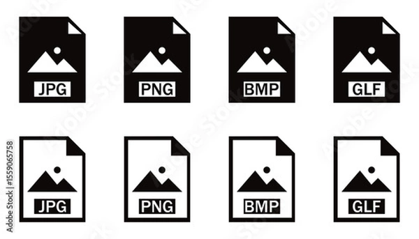Fototapeta Image File Format Icon Set – JPG, PNG, SVG, PSD, AI, PDF, EPS Symbols for Web and App UI