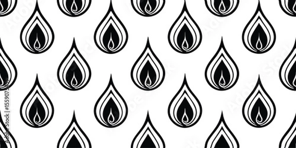 Fototapeta Vector art of a seamless pattern of stylized black flames isolated on transparent background