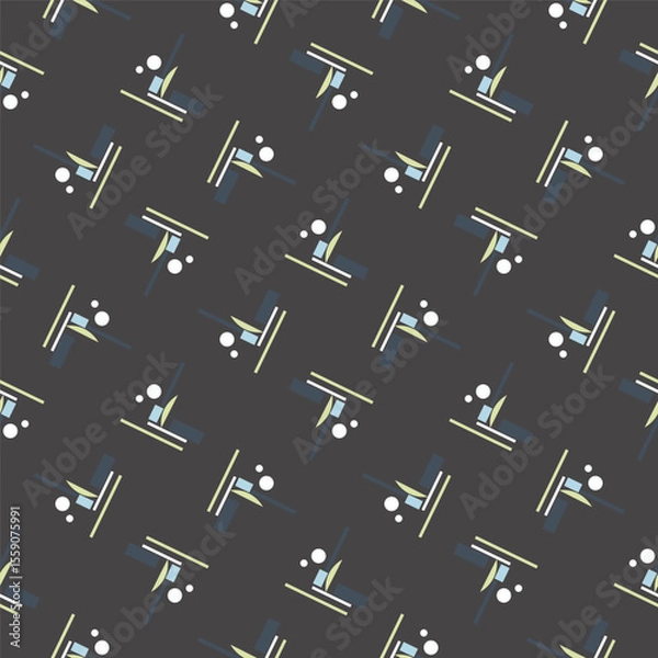 Fototapeta Textile motif seamless pattern. Abstract line shape geometric motif basic pattern continuous background. Man shirt all over print block. 