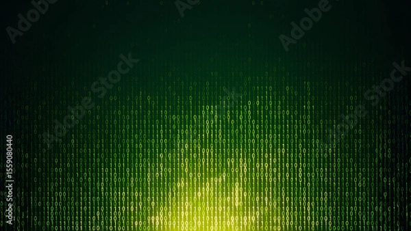Fototapeta Green digital binary data code