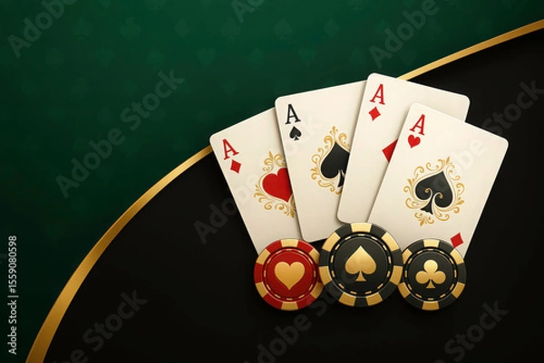 Fototapeta An elegant and thematic casino game banner combining modern design elements with classic card motifs