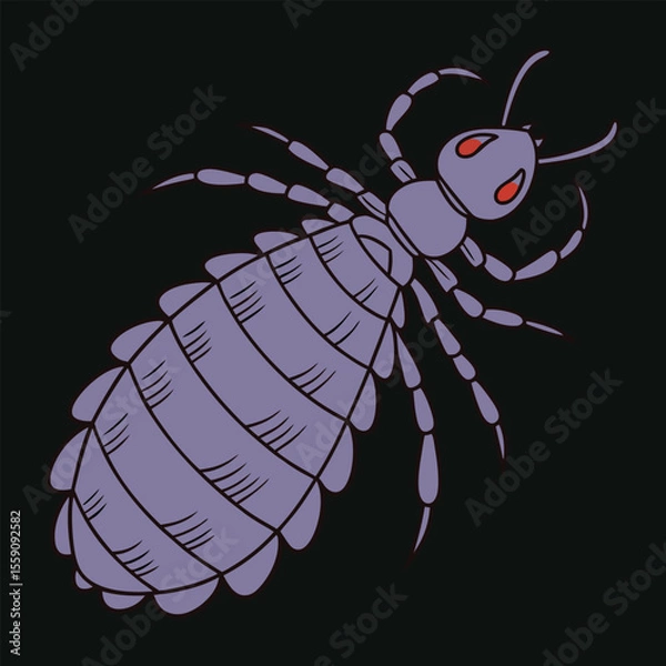 Fototapeta Watercolor cartoon louse animation series, vector design for educational or medical use