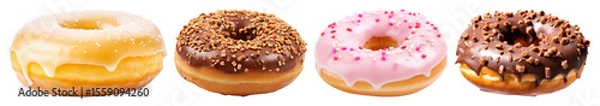 Fototapeta PNG Colorful assorted glazed donuts, element set on transparent background