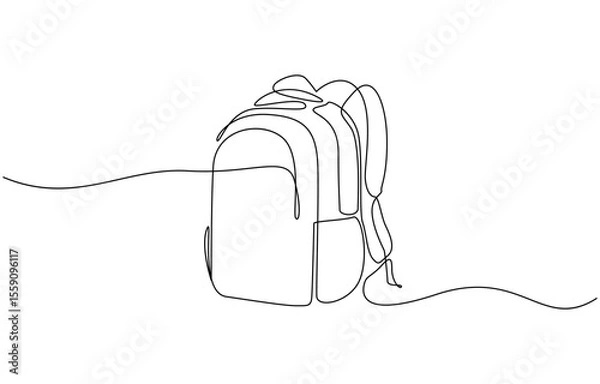 Fototapeta School bag doodle vector illustration concept. Hand drawn, School backpack sticker ready for back to school black and white drawing For children to learn. Editable outline