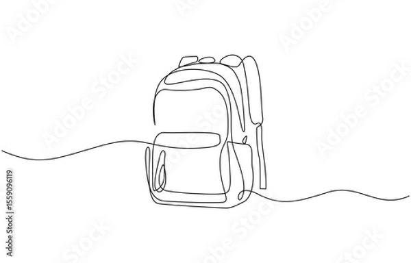 Fototapeta School bag doodle vector illustration concept. Hand drawn, School backpack sticker ready for back to school black and white drawing For children to learn. Editable outline