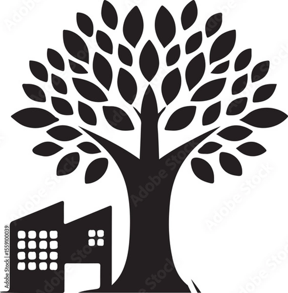 Fototapeta tree with birds and cite icon vector Silhouette