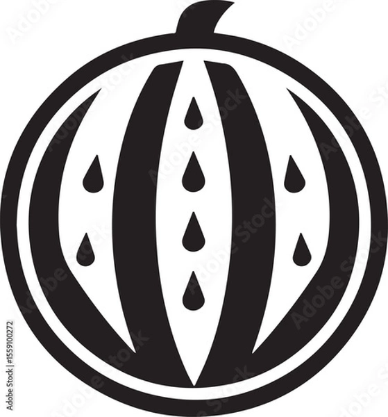 Fototapeta Watermelon symbol with leaf icon Silhouette