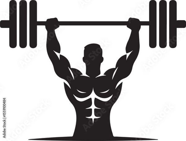 Fototapeta silhouette of a man lifting weights