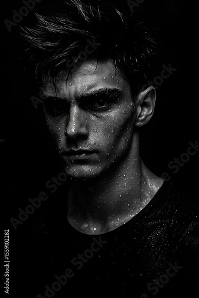 Obraz Intense Portrait of a Man in Dramatic Lighting